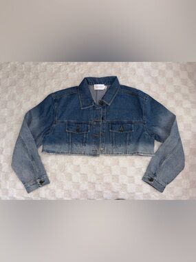 Women’s Significant Other Ombré Cropped Blue Denim Jacket • US Size 6